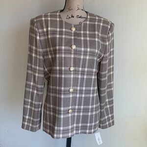 Talbots Houndstooth Wool Blazer 14 NWT
